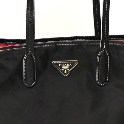 Prada Tessuto Nylon Saffiano Shopping Tote Black 8 of 13
