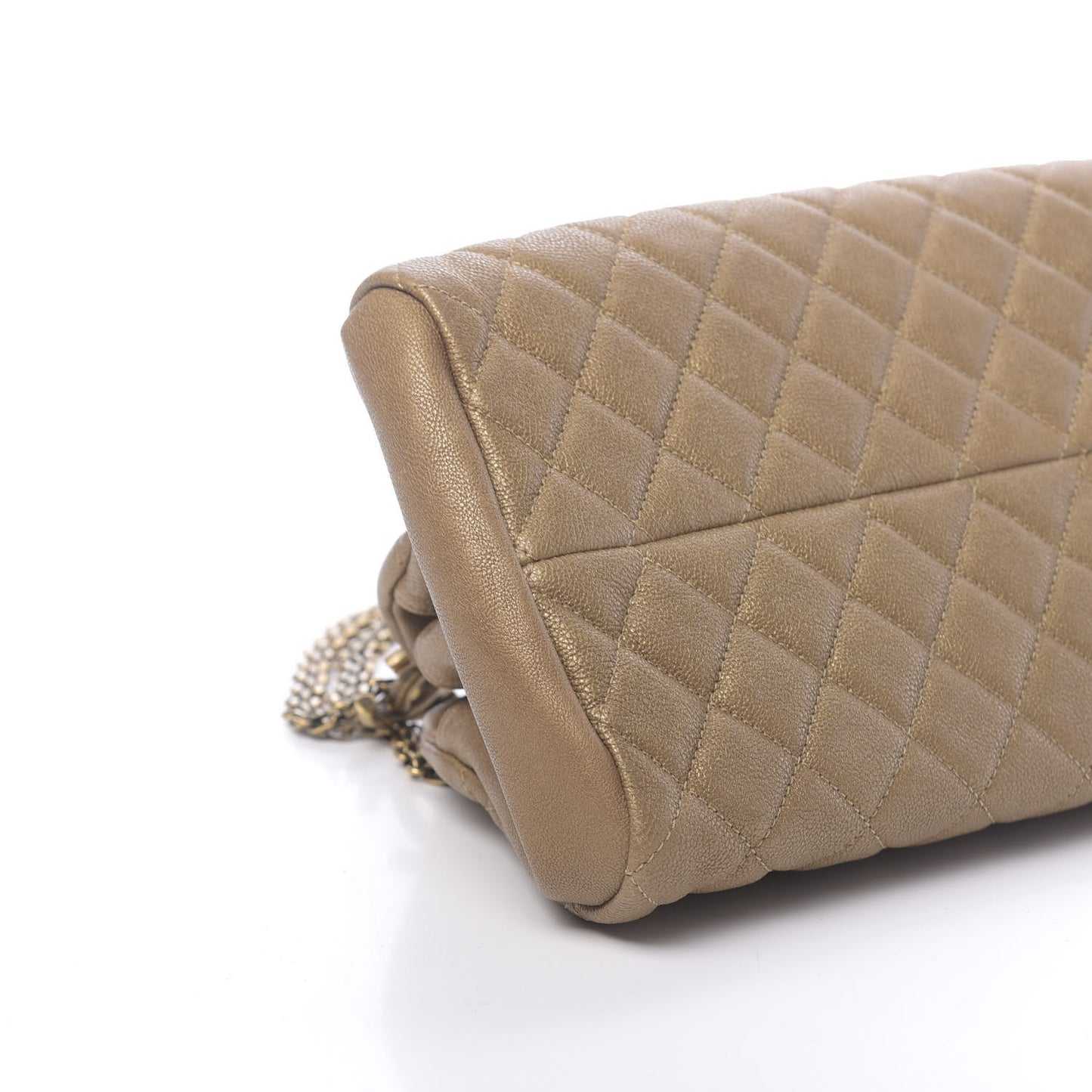 Metallic Calfskin Quilted Medium Just Mademoiselle Gold