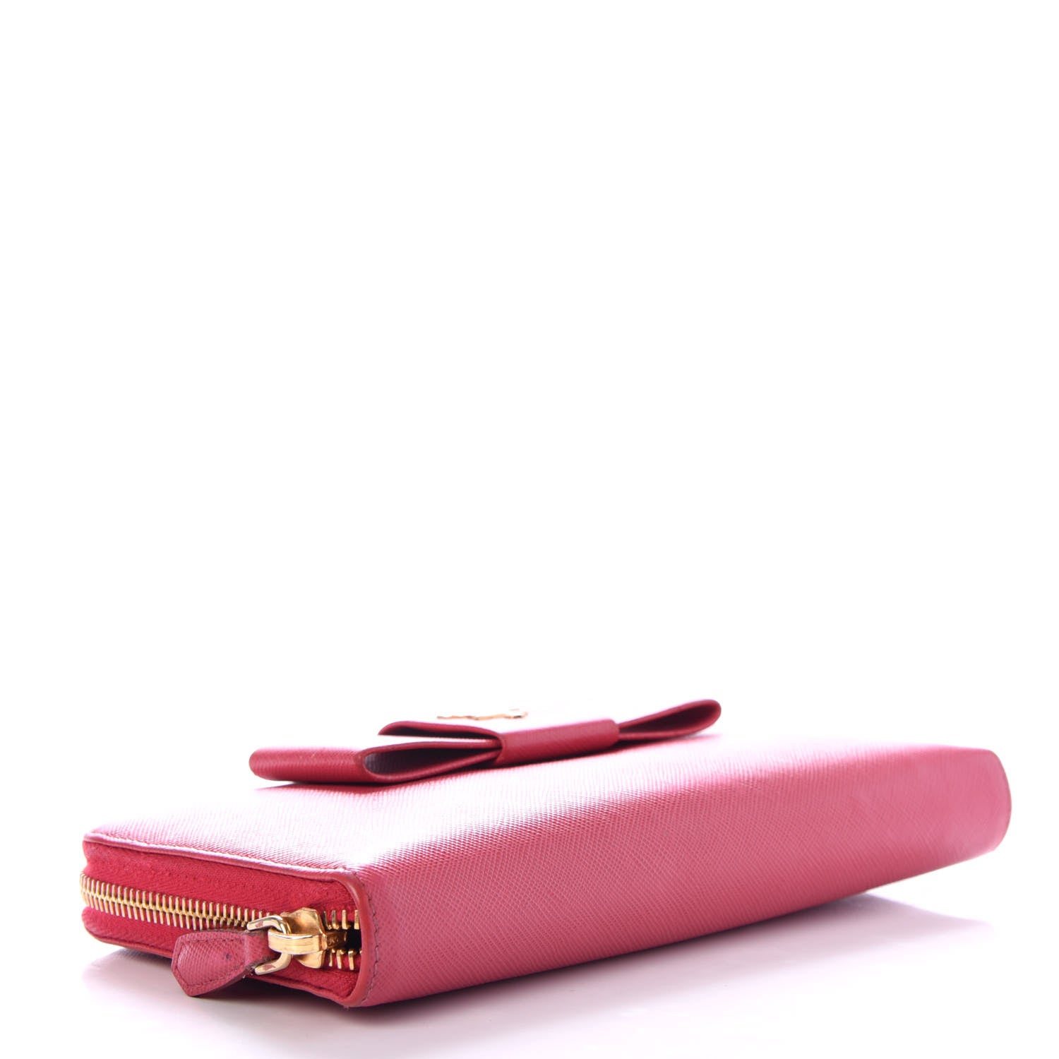 Prada Saffiano Fiocco Bow Zip Around Wallet Peonia 4 of 10