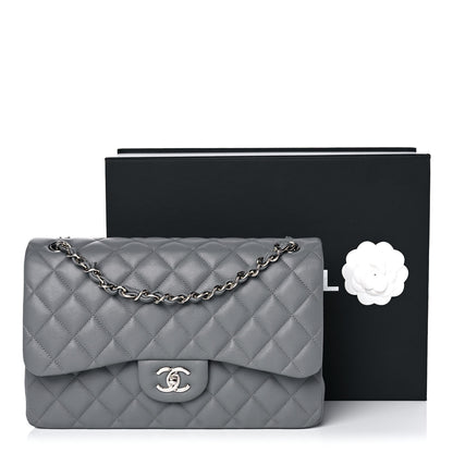 Chanel Caviar Quilted Jumbo Double Flap Grey 12 of 12