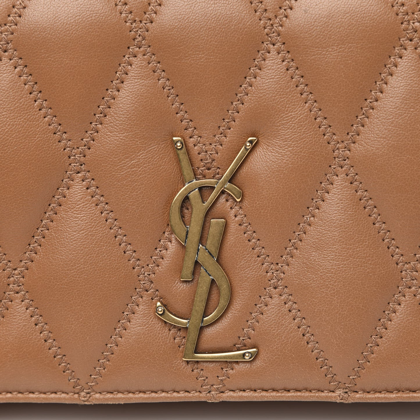 Lambskin Diamond Quilted Angie Chain Bag Tan