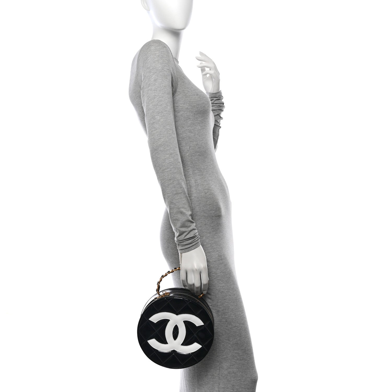 Chanel Patent CC Round Vanity Case Black 2 of 11