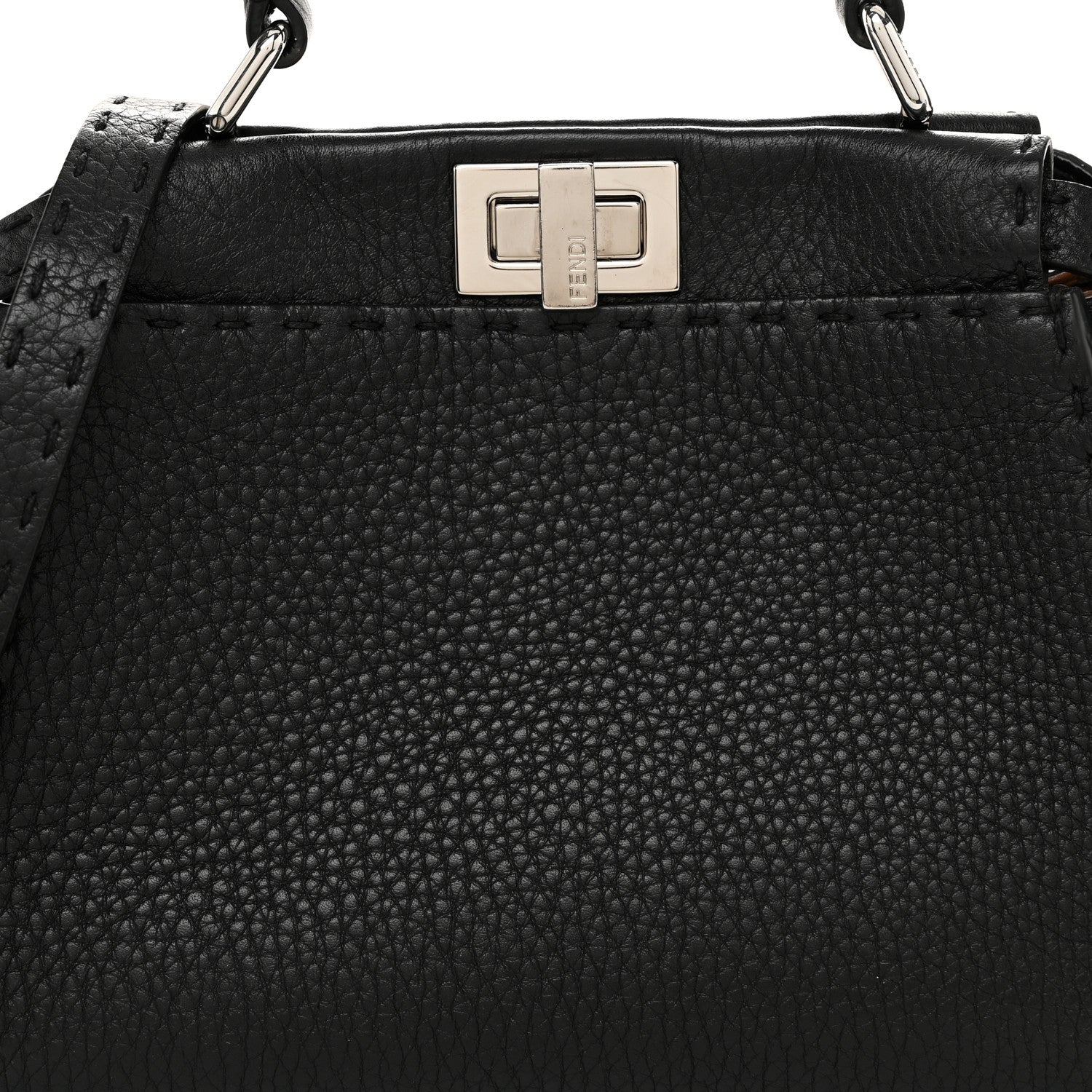 Fendi Cuoio Romano Selleria Bi-Color Mini Peekaboo Iconic Satchel Black Mou 8 of 11