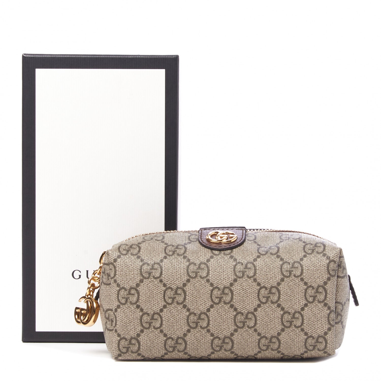 Gucci Soft GG Supreme Monogram Calfskin Small Ophidia Cosmetic Case Beige Ebony New Acero 7 of 9