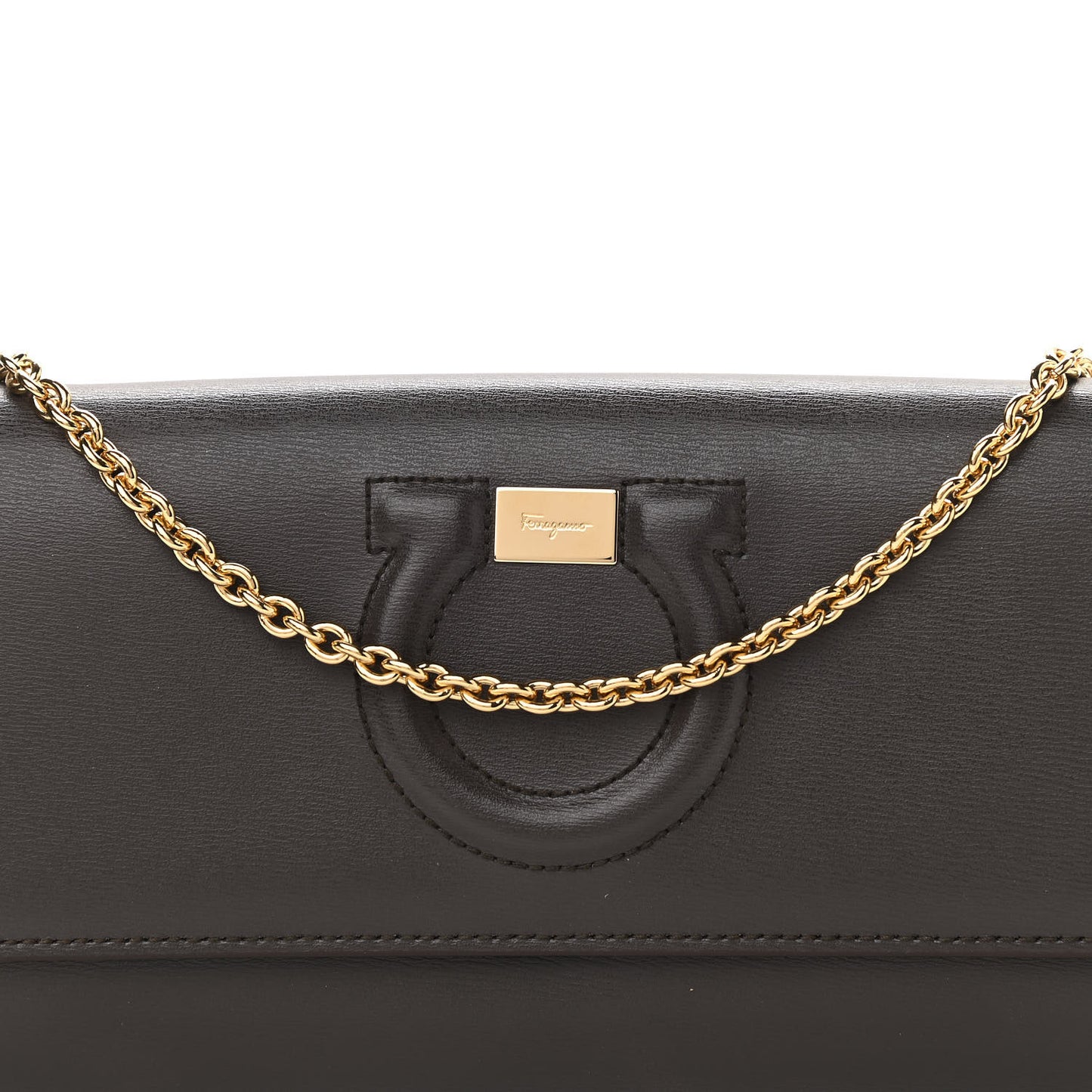 Calfskin City Wallet On Chain Black