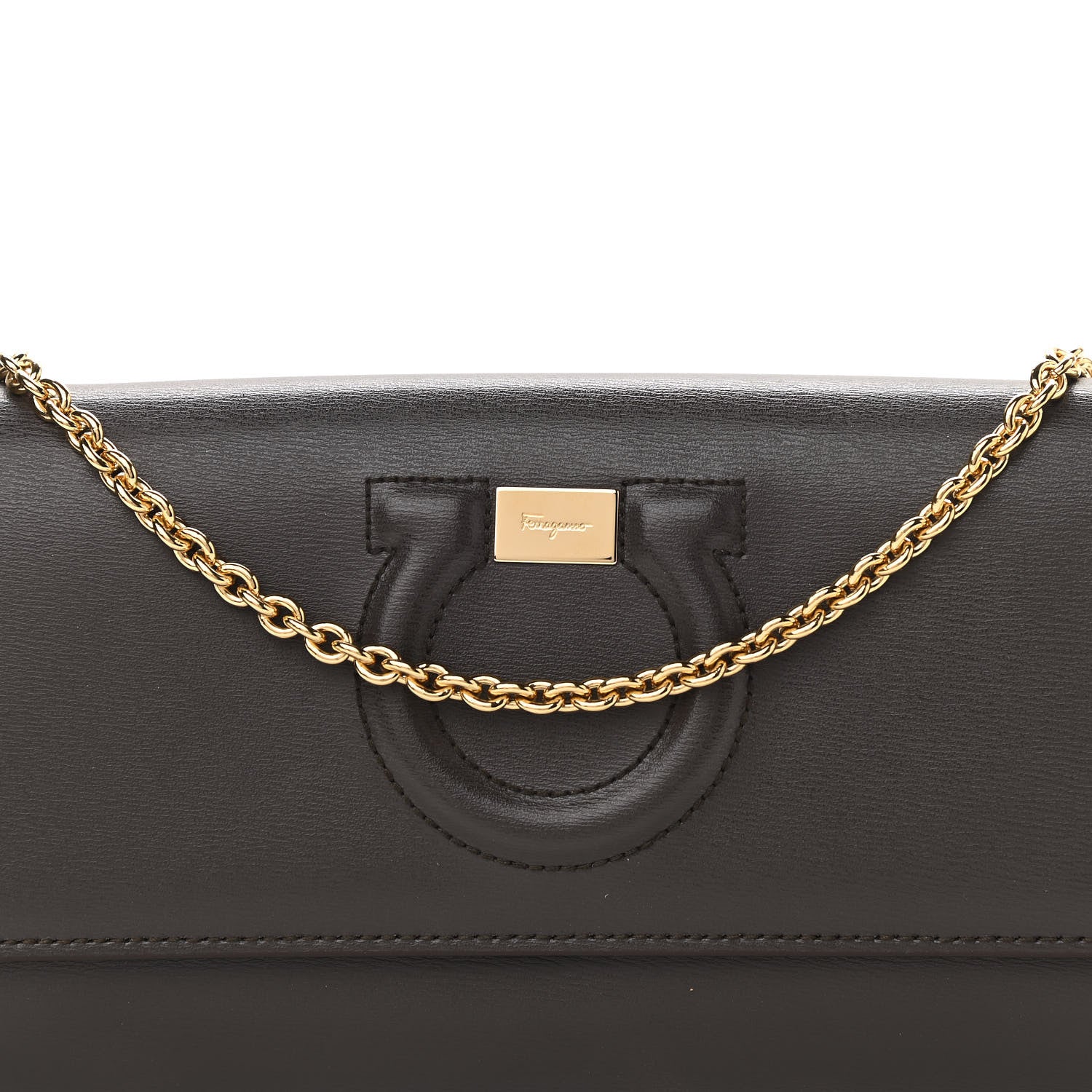 Salvatore Ferragamo Calfskin City Wallet On Chain Black 8 of 10