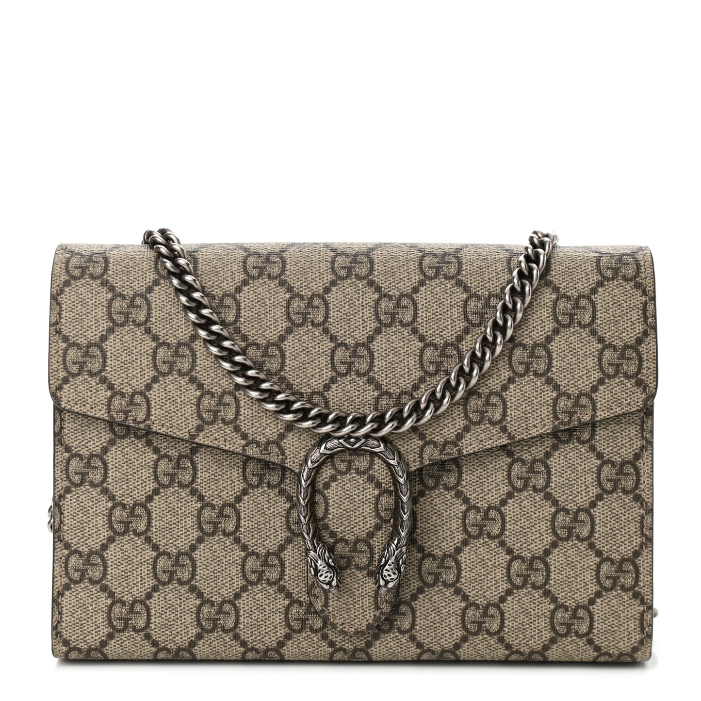 GG Supreme Monogram Mini Dionysus Chain Wallet Beige Taupe