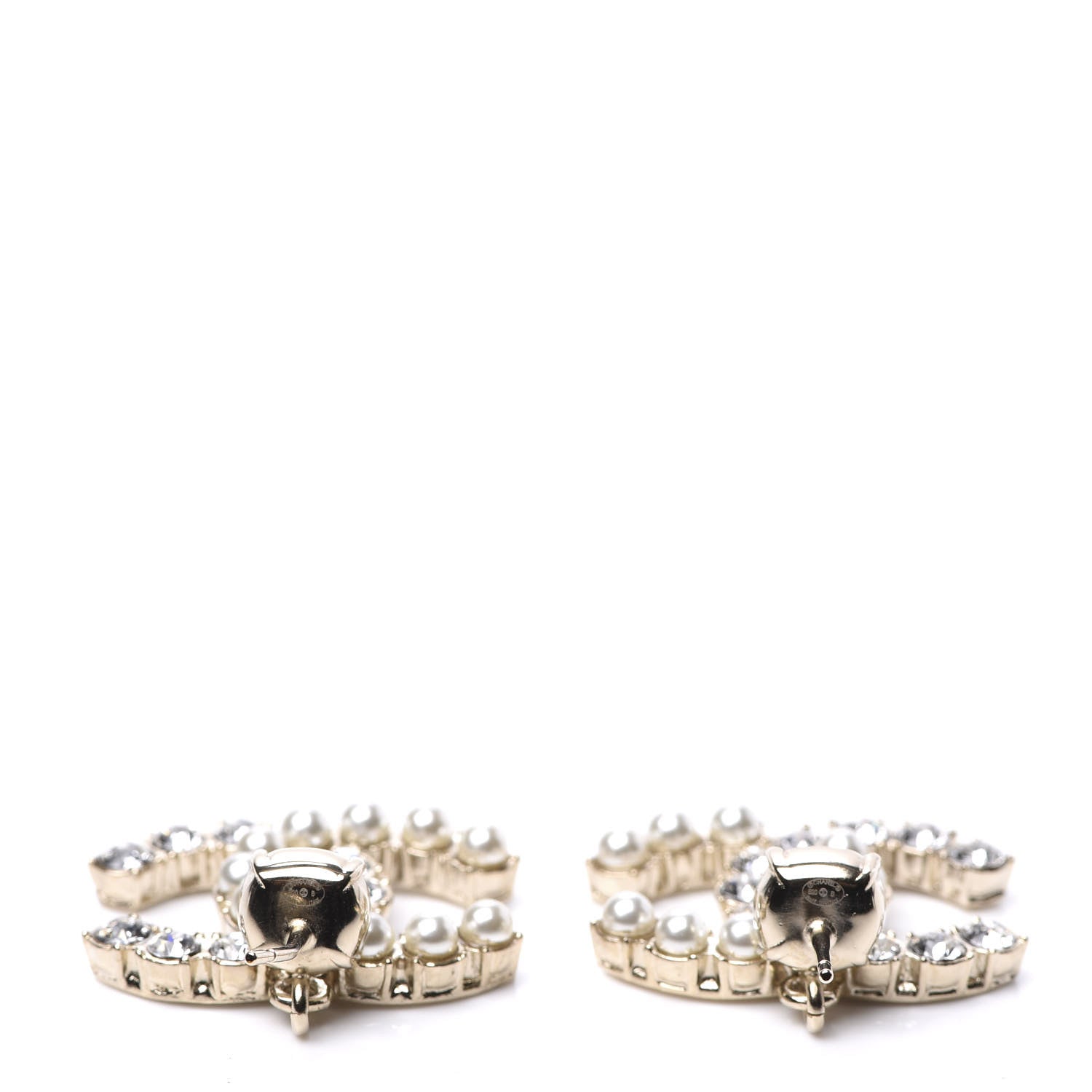 Chanel Crystal Pearl Dazzling Domino CC Drop Earrings Gold 4 of 5
