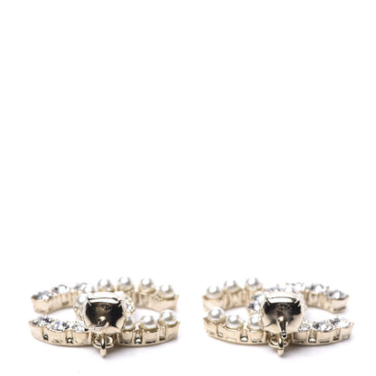 Chanel Crystal Pearl Dazzling Domino CC Drop Earrings Gold 4 of 5