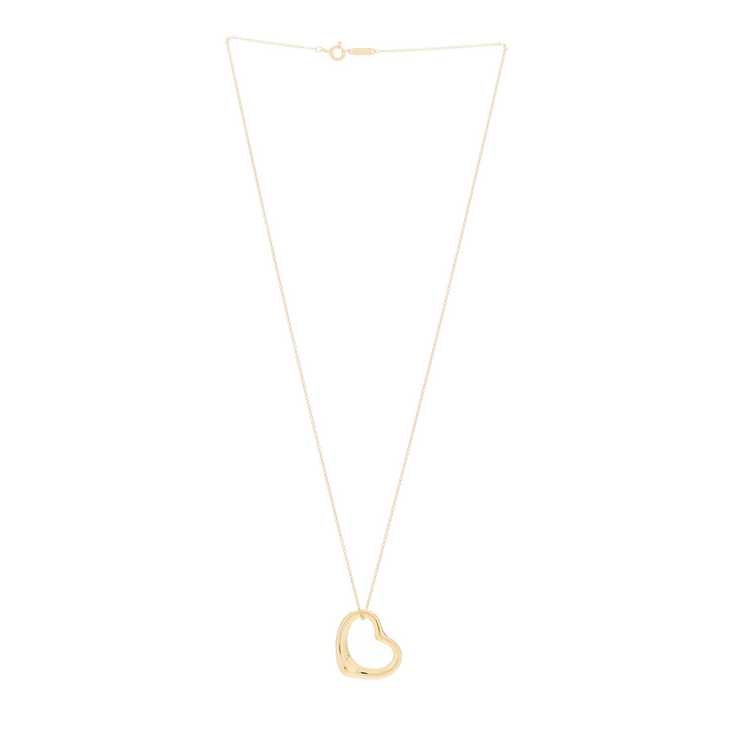 18K Yellow Gold 22mm Elsa Peretti Open Heart Pendant Necklace