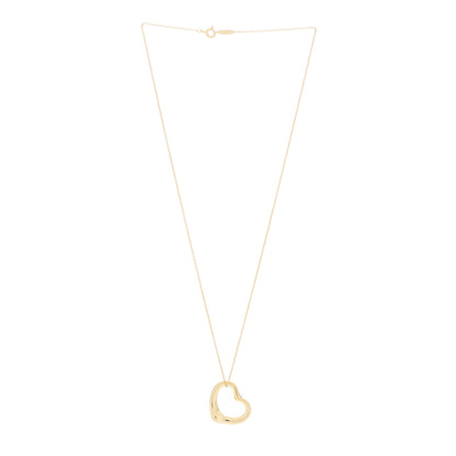 Tiffany 18K Yellow Gold 22mm Elsa Peretti Open Heart Pendant Necklace 2 of 4