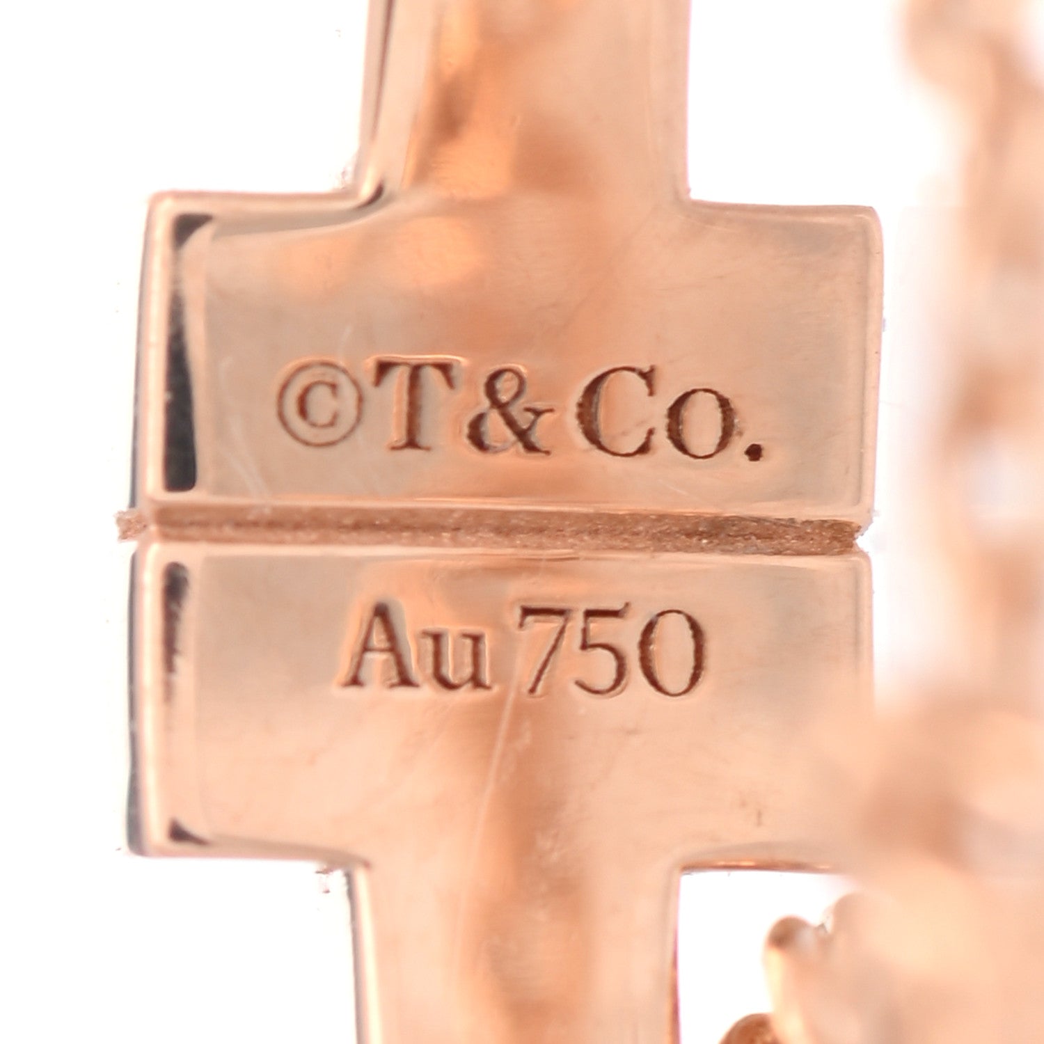 Tiffany 18K Rose Gold T Chain Ring 54 7 4 of 5