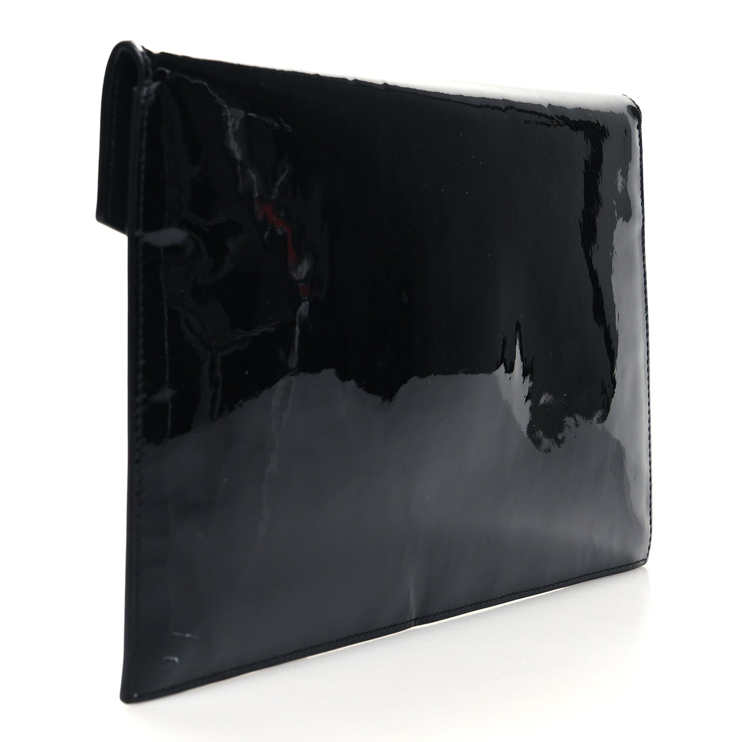 Patent Calfskin Monogram Uptown Clutch Black