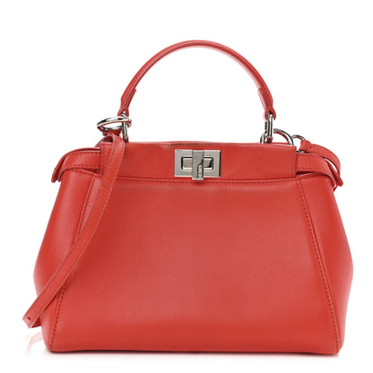 Fendi Nappa Mini Peekaboo Iconic Satchel Papavero 1 of 15