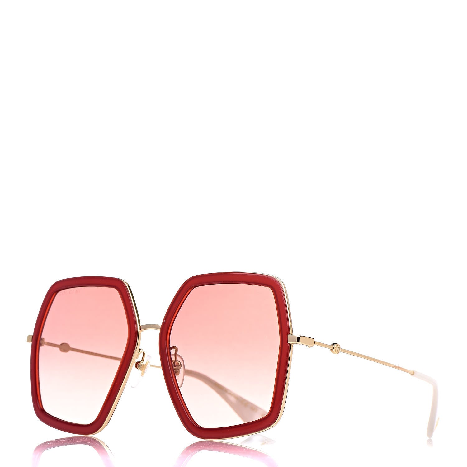 Gucci Acetate Oversize Square Frame GG0106S Sunglasses Red 1 of 8