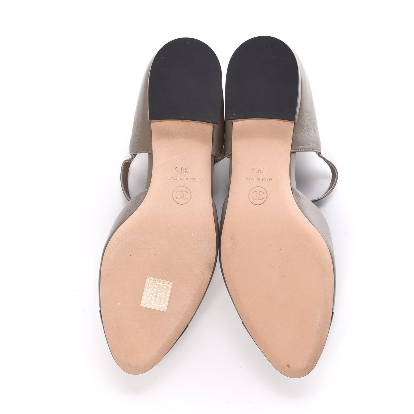Crumpled Calfskin Patent Cap Toe Flats 39.5 Khaki Black