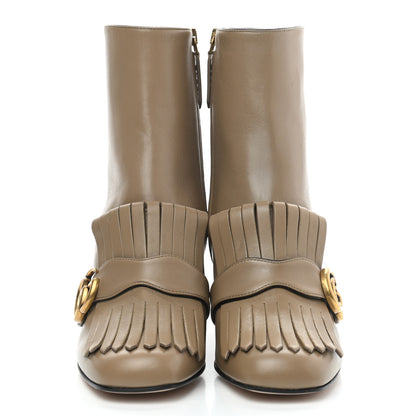 Gucci Malaga Kid GG Marmont Fringe 75mm Ankle Boots 38 Mud 2 of 9