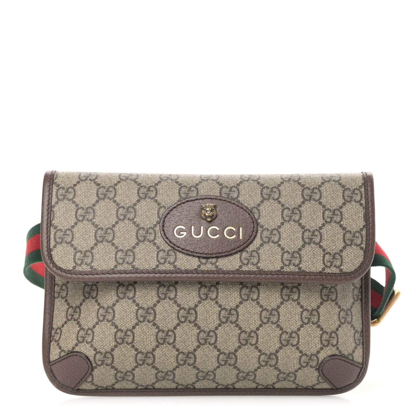 GG Supreme Monogram Neo Vintage Web Belt Bag Brown