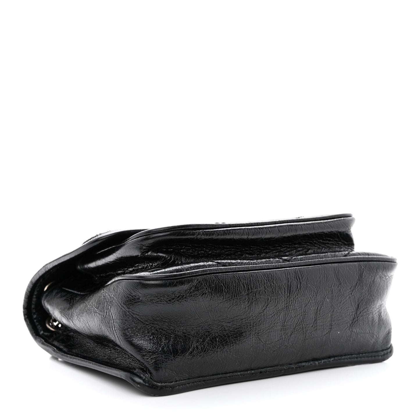 Crinkled Calfskin Matelasse Monogram Baby Niki Chain Satchel Black