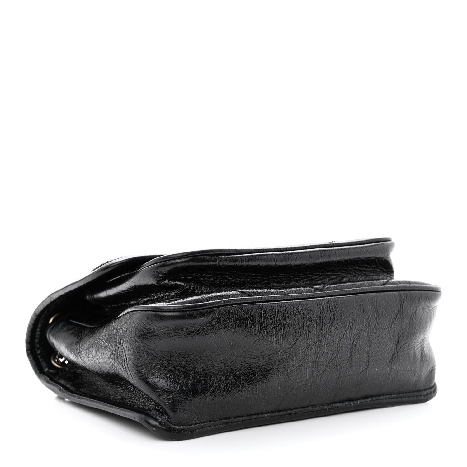Saint Laurent Crinkled Calfskin Matelasse Monogram Baby Niki Chain Satchel Black 4 of 12