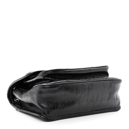 Saint Laurent Crinkled Calfskin Matelasse Monogram Baby Niki Chain Satchel Black 4 of 12