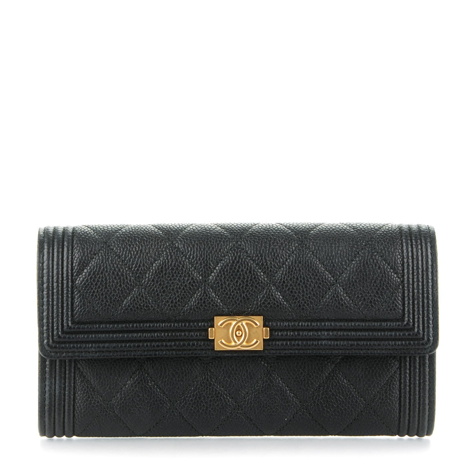 Chanel Caviar Quilted Boy Flap Wallet Black 1 of 8