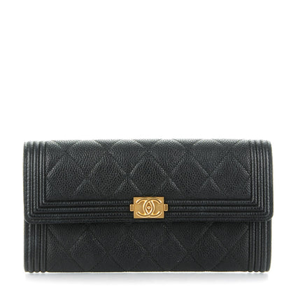 Chanel Caviar Quilted Boy Flap Wallet Black 1 of 8