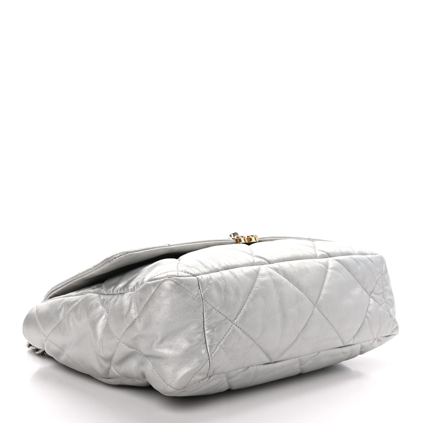 Metallic Goatskin Quilted Maxi 19 Flap Silver