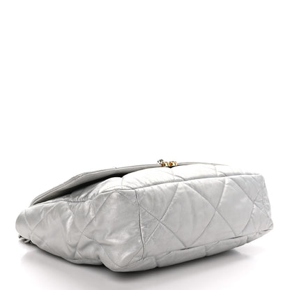 Chanel Metallic Goatskin Quilted Maxi 19 Flap Silver 4 of 10