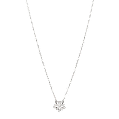 Van Cleef & Arpels 18K White Gold Diamond Mini Lotus Pendant Necklace 1 of 6