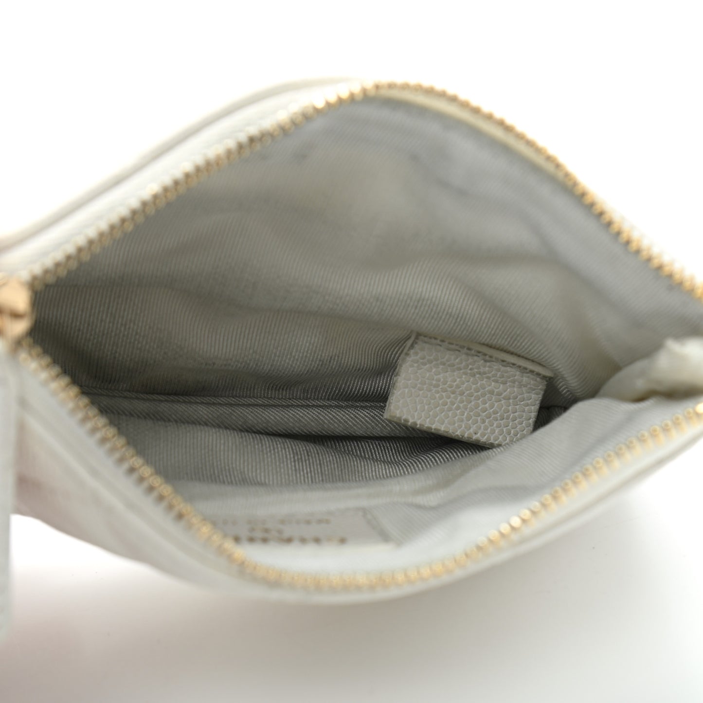 Caviar Quilted Small Cosmetic Case White