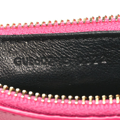 Saint Laurent Grain De Poudre Matelasse Chevron Monogram Fragments Zippered Card Case Fresh Fuxia 7 of 9