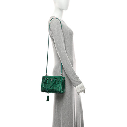 Prada Satin Crystal Mini Galleria Double Zip Tote Mango 2 of 11