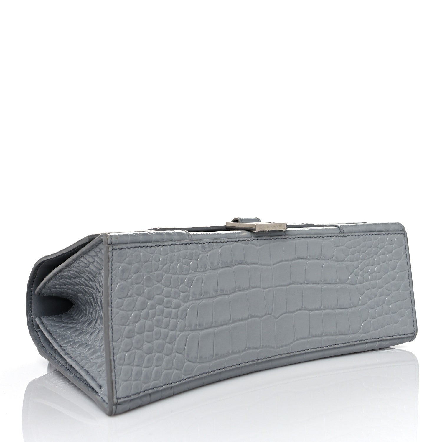 Balenciaga Shiny Calfskin Crocodile Embossed Medium Hourglass Top Handle Bag Balenciaga Grey 4 of 12