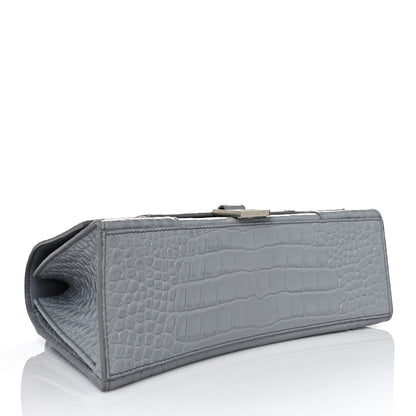 Balenciaga Shiny Calfskin Crocodile Embossed Medium Hourglass Top Handle Bag Balenciaga Grey 4 of 12