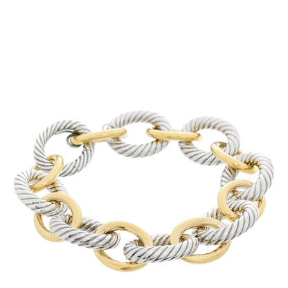 David Yurman Sterling Silver 18K Yellow Gold 18mm Extra Large Oval Link Bracelet 1 of 3