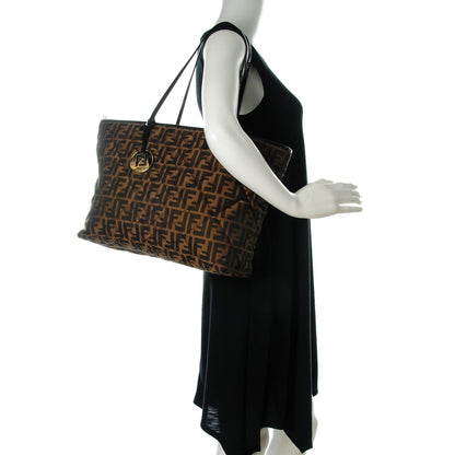 Fendi Zucca Quilted Medium Roll Tote Tobacco Black 2 of 7