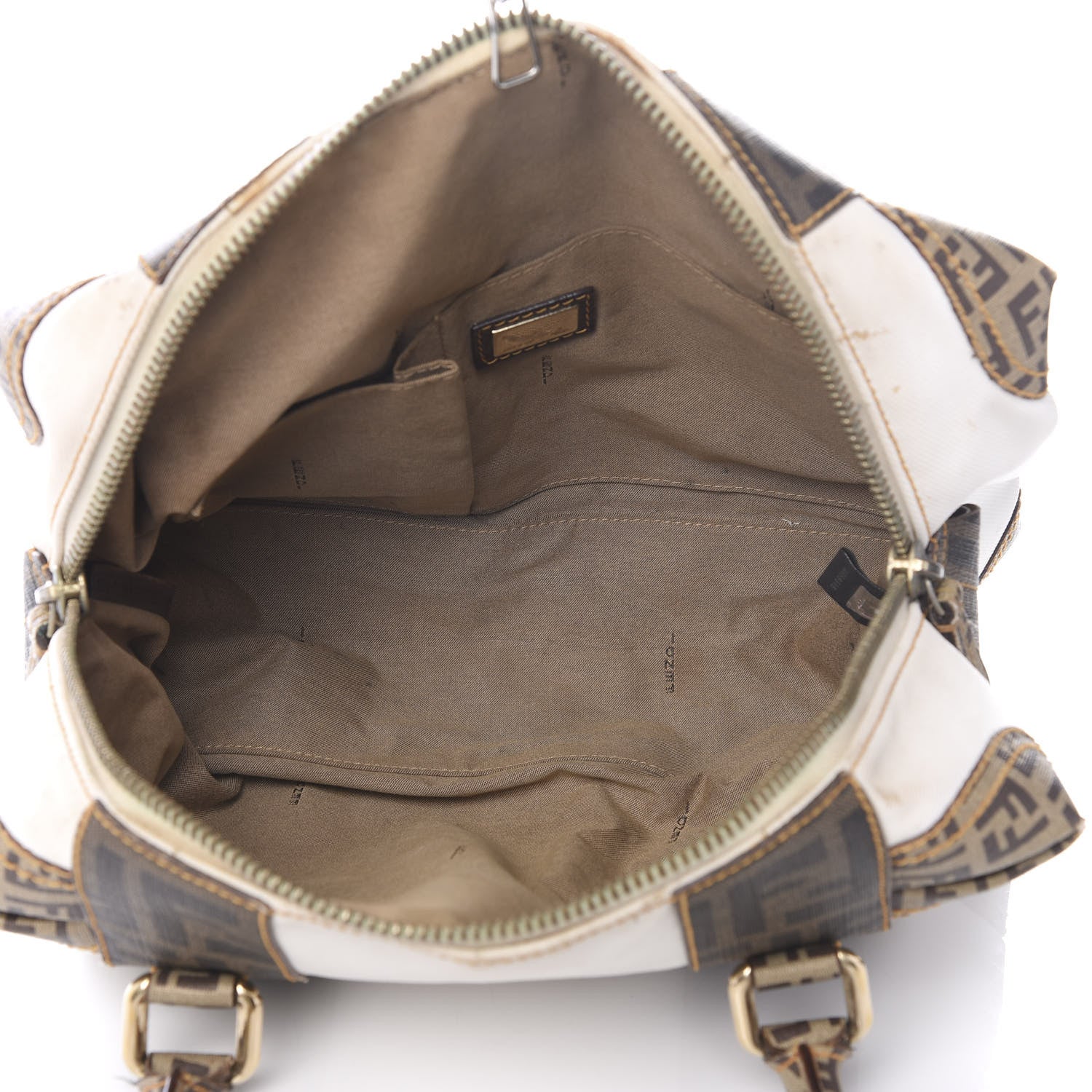 Fendi Canvas Zucca Zucchino Spalmati B Mix Tote White Mogano Panna 4 of 12