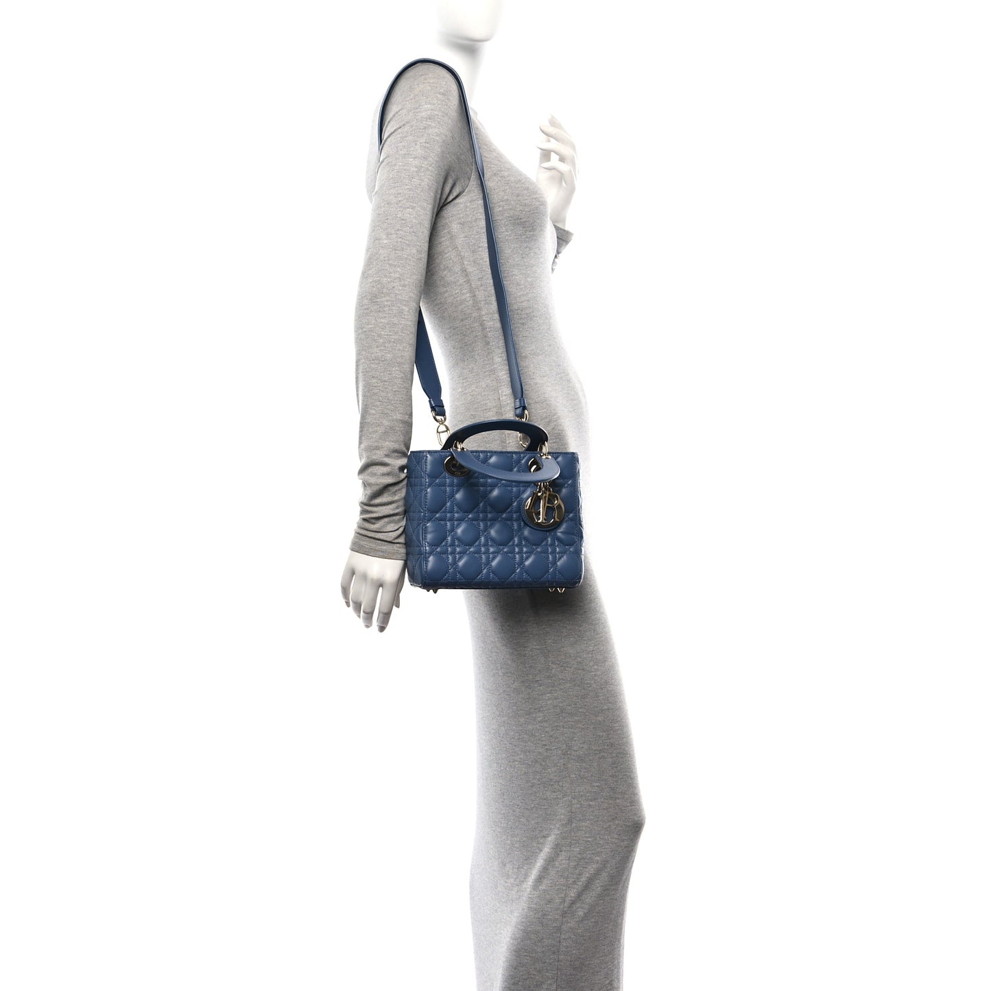 Lambskin Cannage Small My ABCDior Lady Dior Denim Blue
