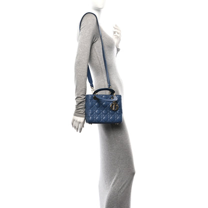 Christian Dior Lambskin Cannage Small My ABCDior Lady Dior Denim Blue 2 of 11