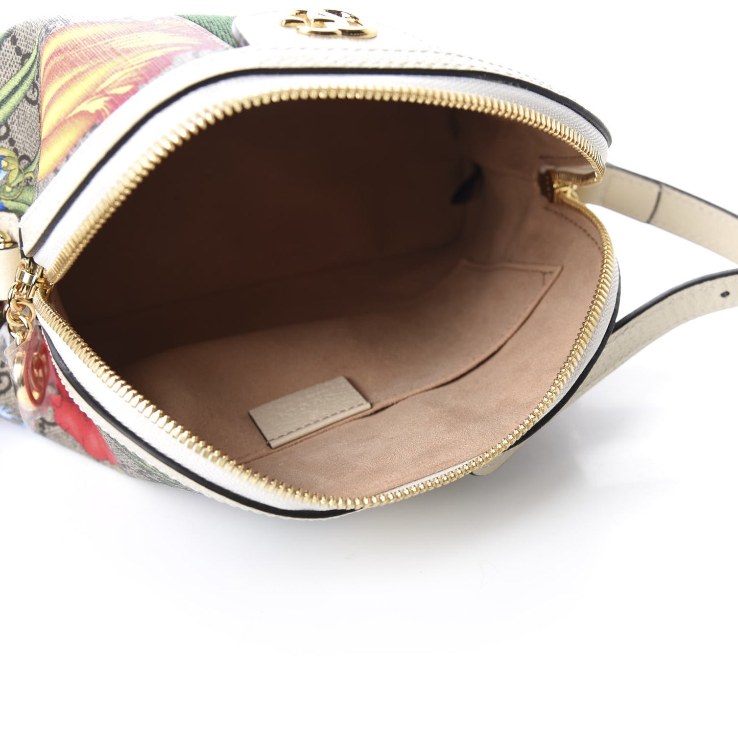 GG Supreme Monogram Flora Web GG Small Ophidia Dome Shoulder Bag White