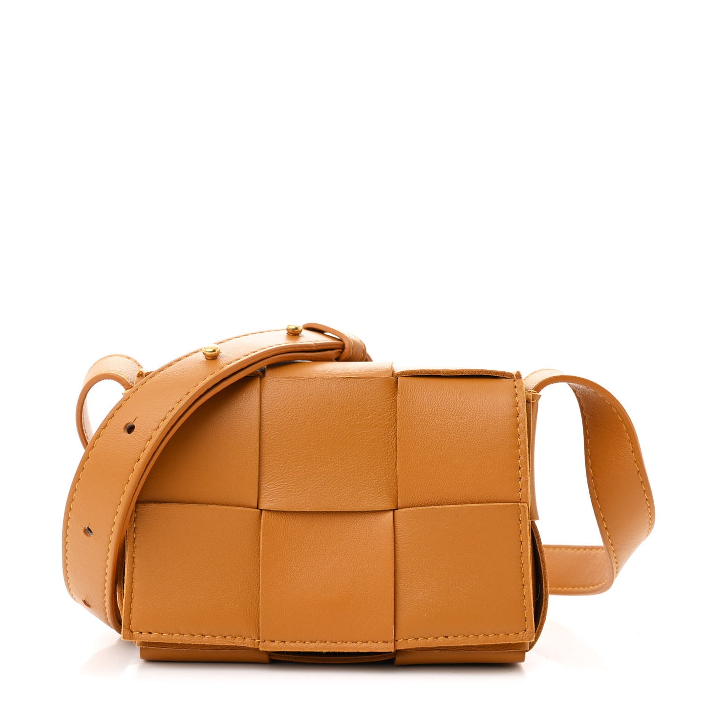 Lambskin Maxi Intreccio Candy Cassette Crossbody Bag Caramel