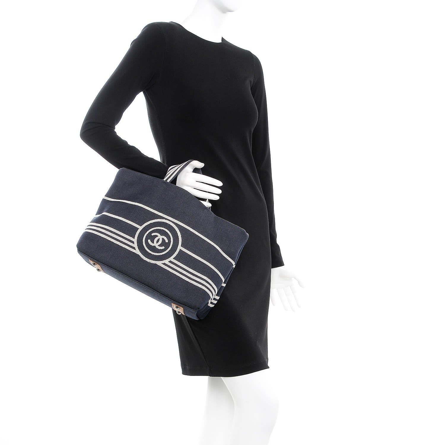 Chanel Denim Large Shopping Tote Black 4 of 16