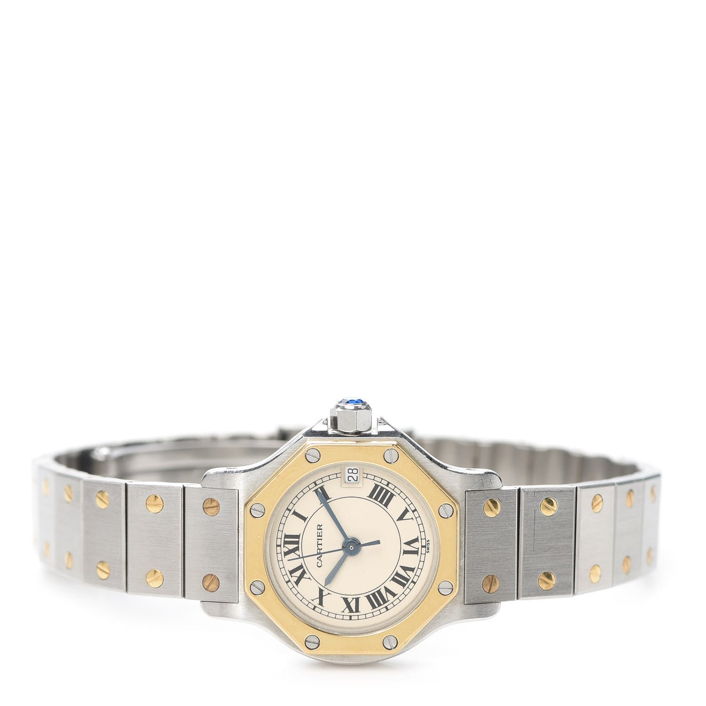 Stainless Steel 18K Yellow Gold 25mm Santos Octagon Quartz Watch