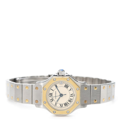 Cartier Stainless Steel 18K Yellow Gold 25mm Santos Octagon Quartz Watch 2 of 5