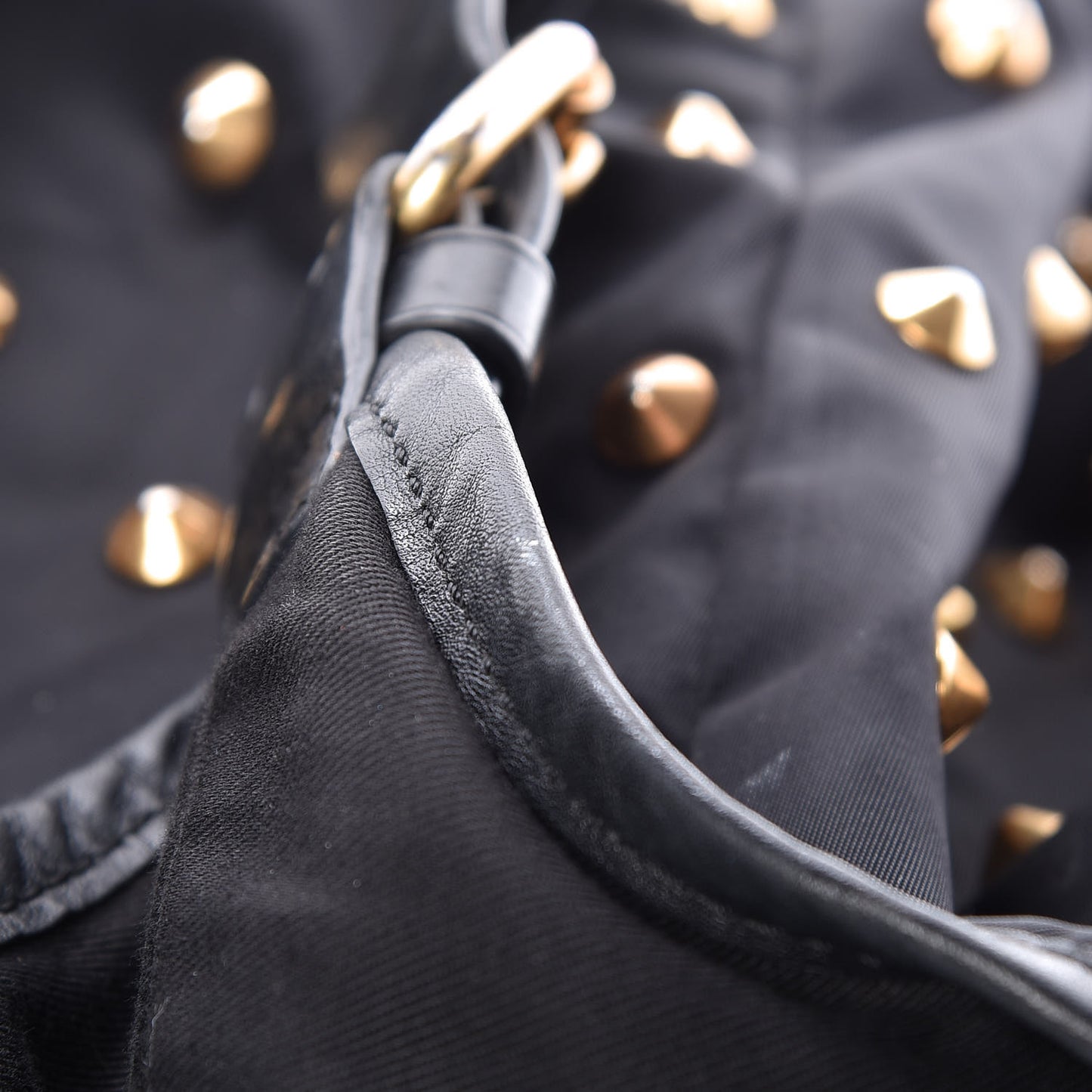 Nylon Studded Shoulder Bag Black