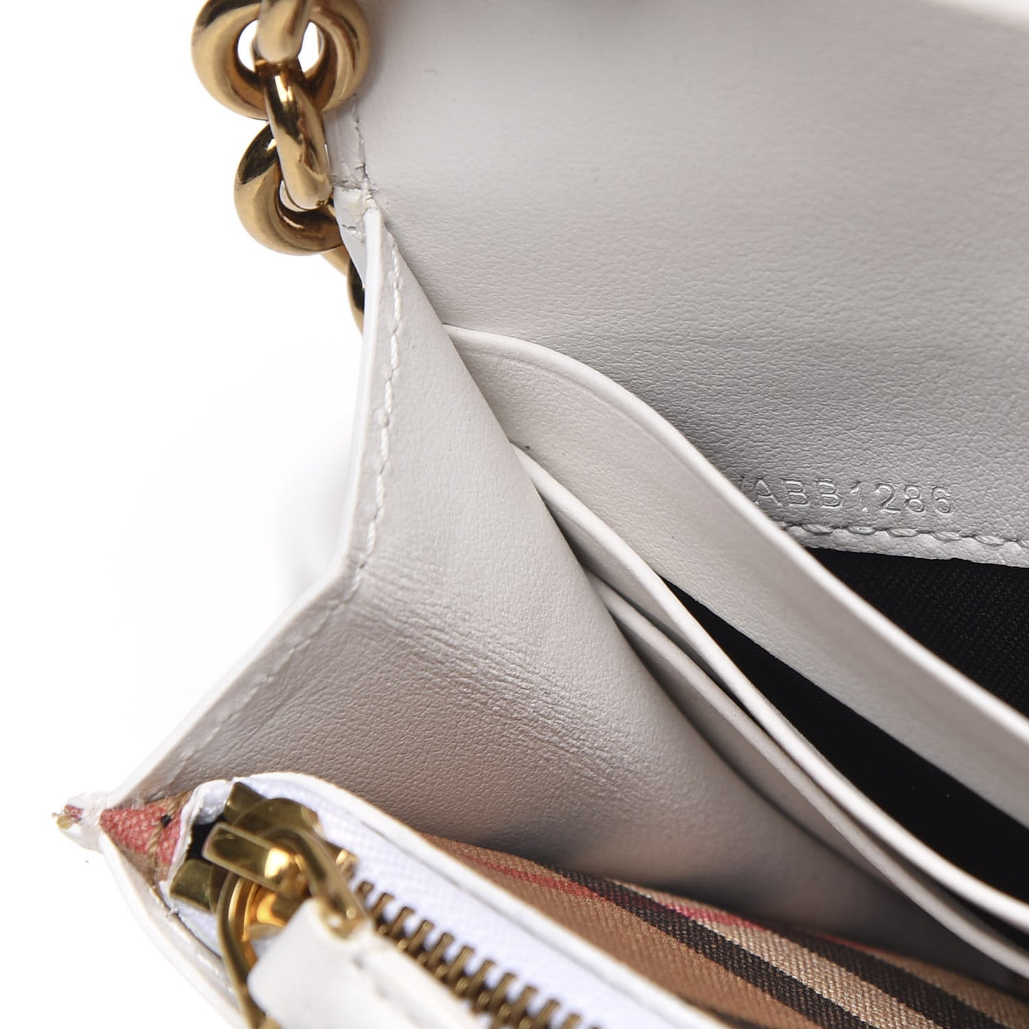 Vintage Check Henley Wallet On Chain Chalk White
