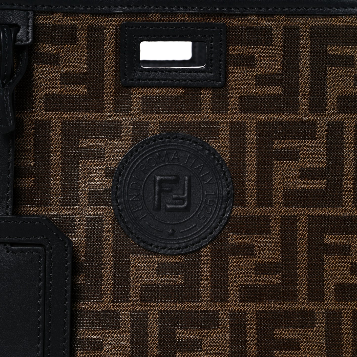 Glazed Fabric Vitello Century FF 1974 Stamp Patch Mini Peekaboo Defender Cover Mogano Panna Black