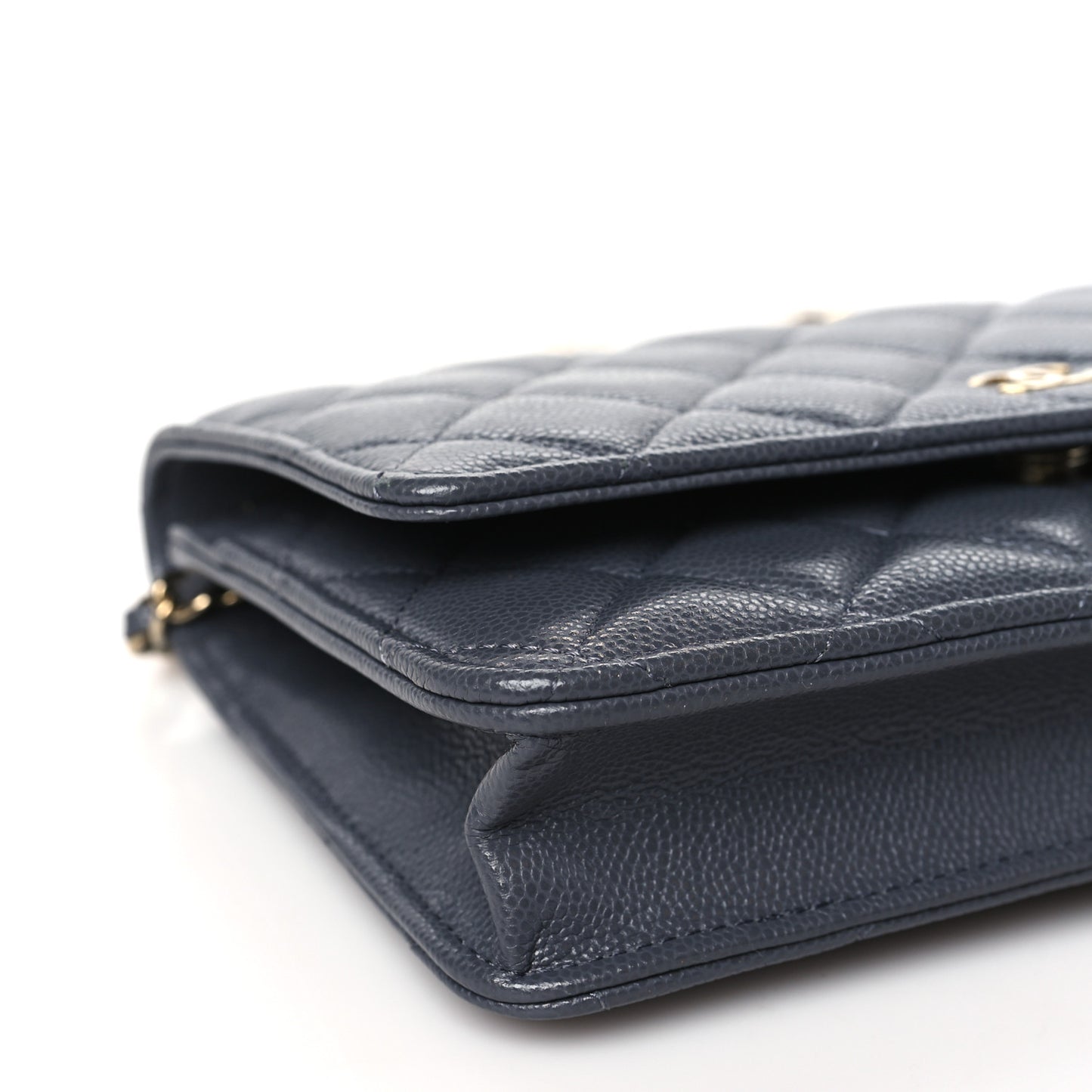 Caviar Quilted Wallet On Chain WOC Grey