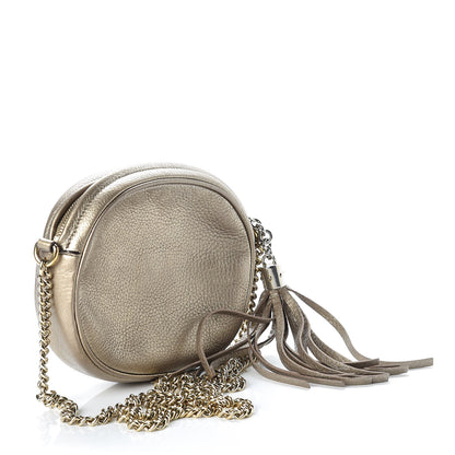 Gucci Metallic Pebbled Calfskin Mini Soho Chain Bag Golden Beige 3 of 8